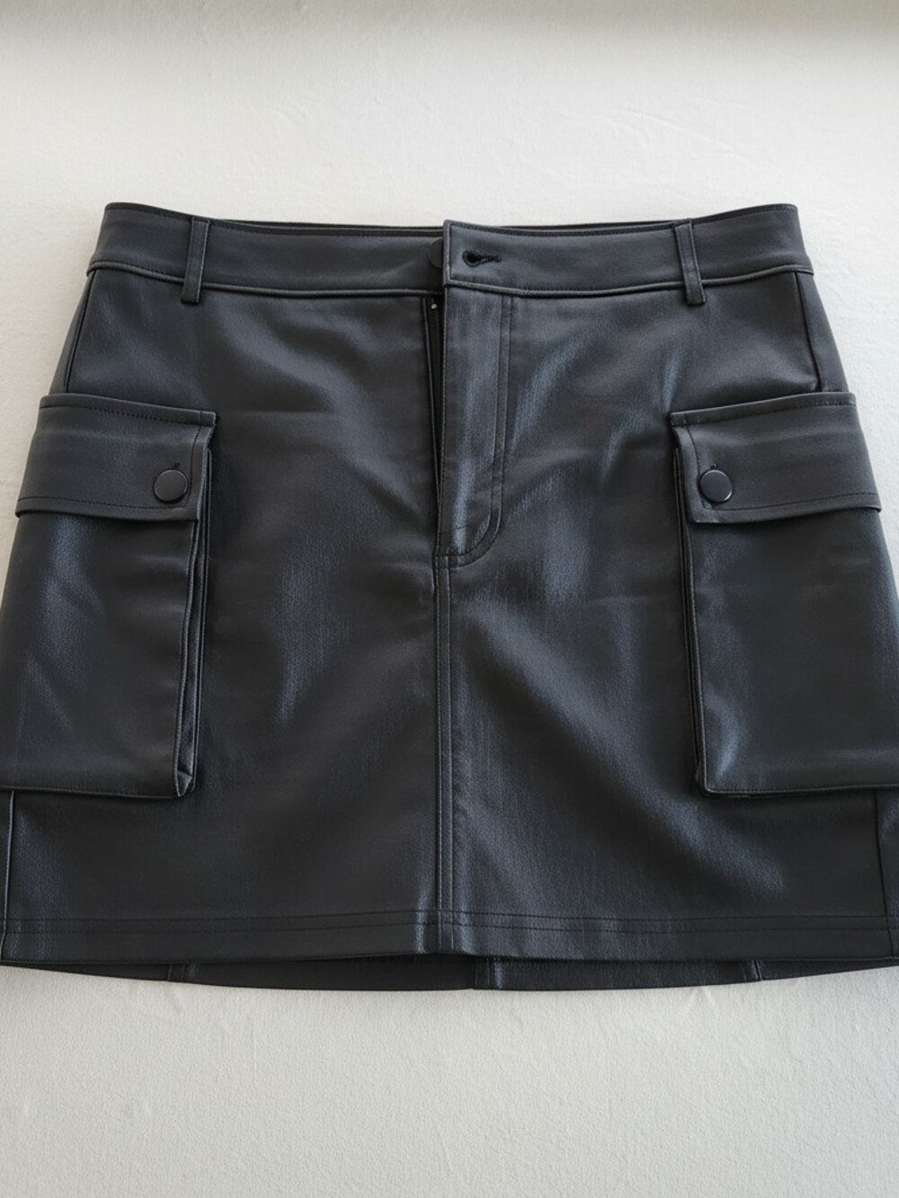 Chocolate Black Cargo Mini Skirt with Side Pockets - Size M